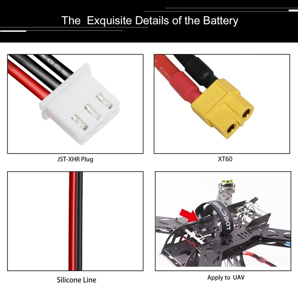 LiPo baterie 4S 14,8V 2200mAh 120C s konektorem XT60 – Vysoký výkon pro RC modely – Měkké pouzdro, silikonový kabel