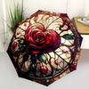 1PC Stained Rose Heart Automatic Open/close, All-Season Portable Folding Umbrella for Women & Men yy250919169