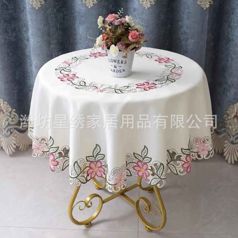 Nordic Round Table Cloth Home Restaurant Small Fresh Embroidery Cloth Round Tablecloth