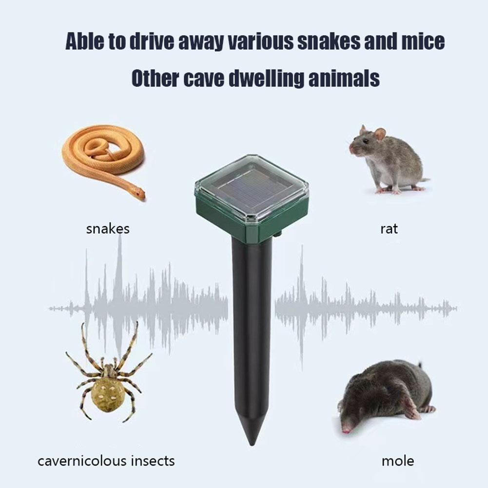4-1x Solar Animal Repellant Waterproof Ultrasonic Gopher Repeller Stake Simulated Seismic Wave Repellent Devices for Garden Farm