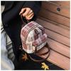 Schultasche Tasche Damen 1011 Herbst und Winter Neu Vielseitig Mode Wildleder Rucksack Retro College Karomuster Diagonal Umhängetasche