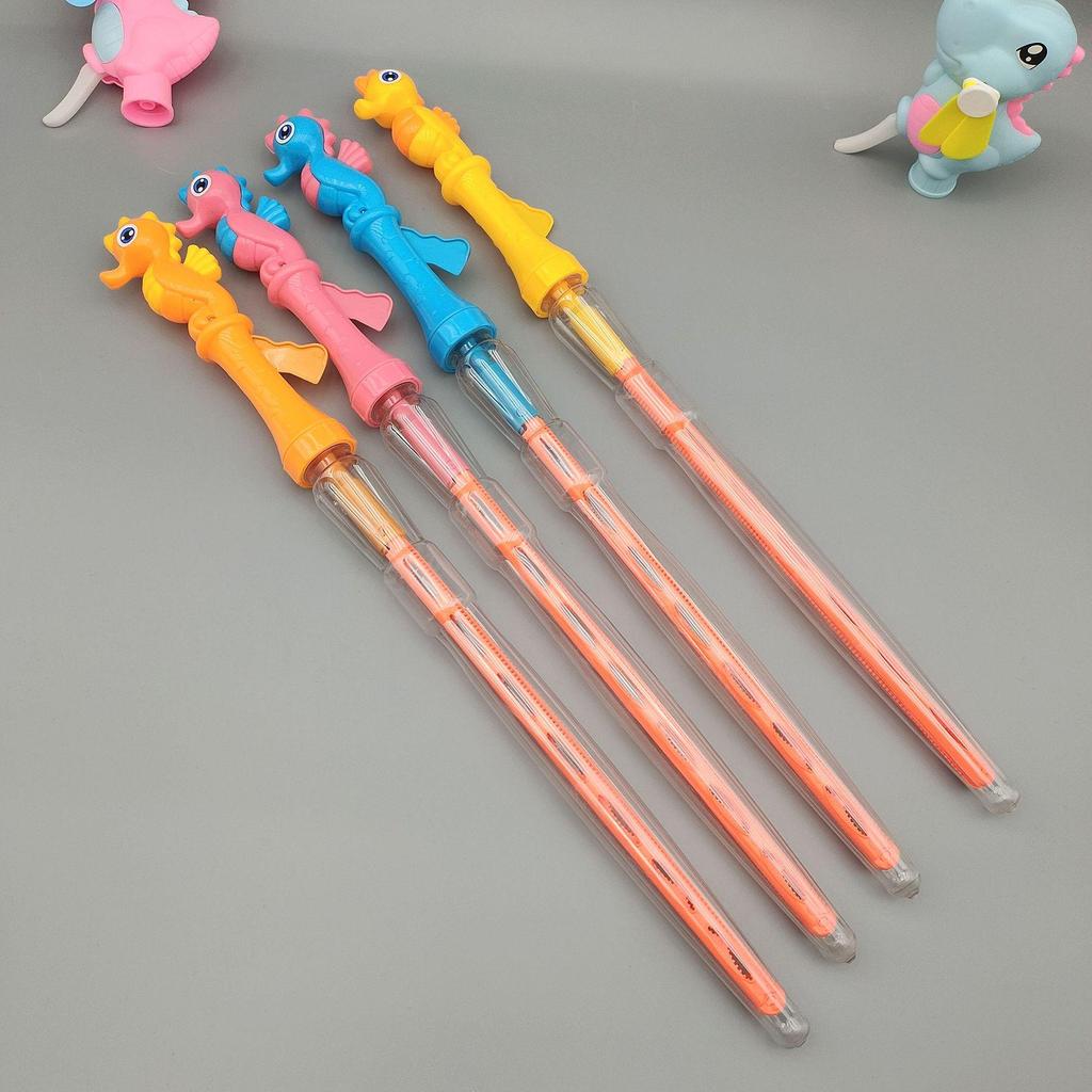 Large Cartoon Seahorse Bubble Wand - Handheld Rapier Blower, Mixed Colors for Park and Street Stalls
