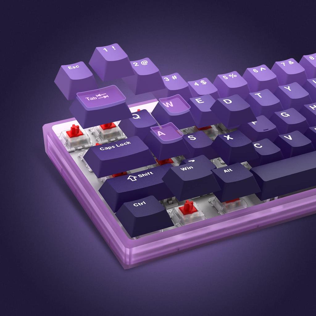 132-Key Purple Cherry Profile PBT Double-Shot Keycaps Full Set for 60%, 65, 75, and 100% Cherry Gateron MX Switch Keyboards (Purple)