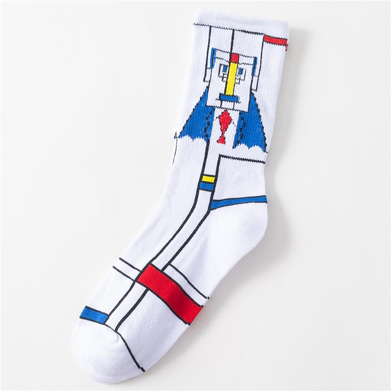 Combed Cotton Cartoon Animal Shark Dinosaur Monster Crocodile Zebra Giraffe Geometric Novelty Funny Unisex Couple Socks Dropship