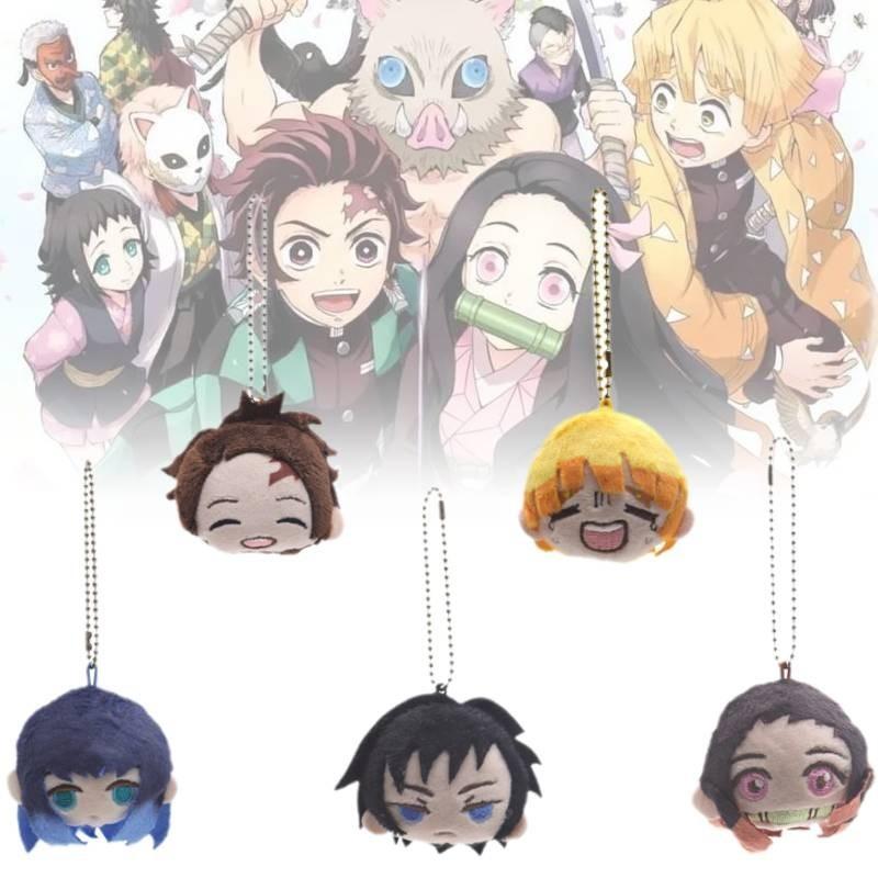 Adorable Demon Slayer Plush Brooch Keychain Featuring Tanjiro Inosuke Zenitsu Collectibles