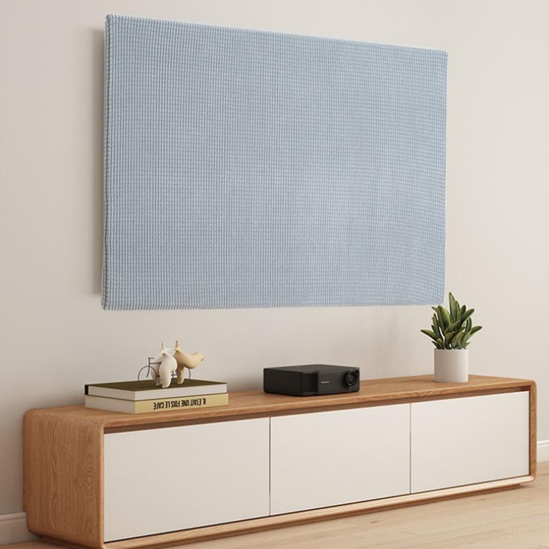 1pcs Solid Color Grid Elastic Wrap for Convenient and Breathable TV Cover Desktop Wall Mounted Monitor Cover Cloth Dustproof and Sunscreen Covers