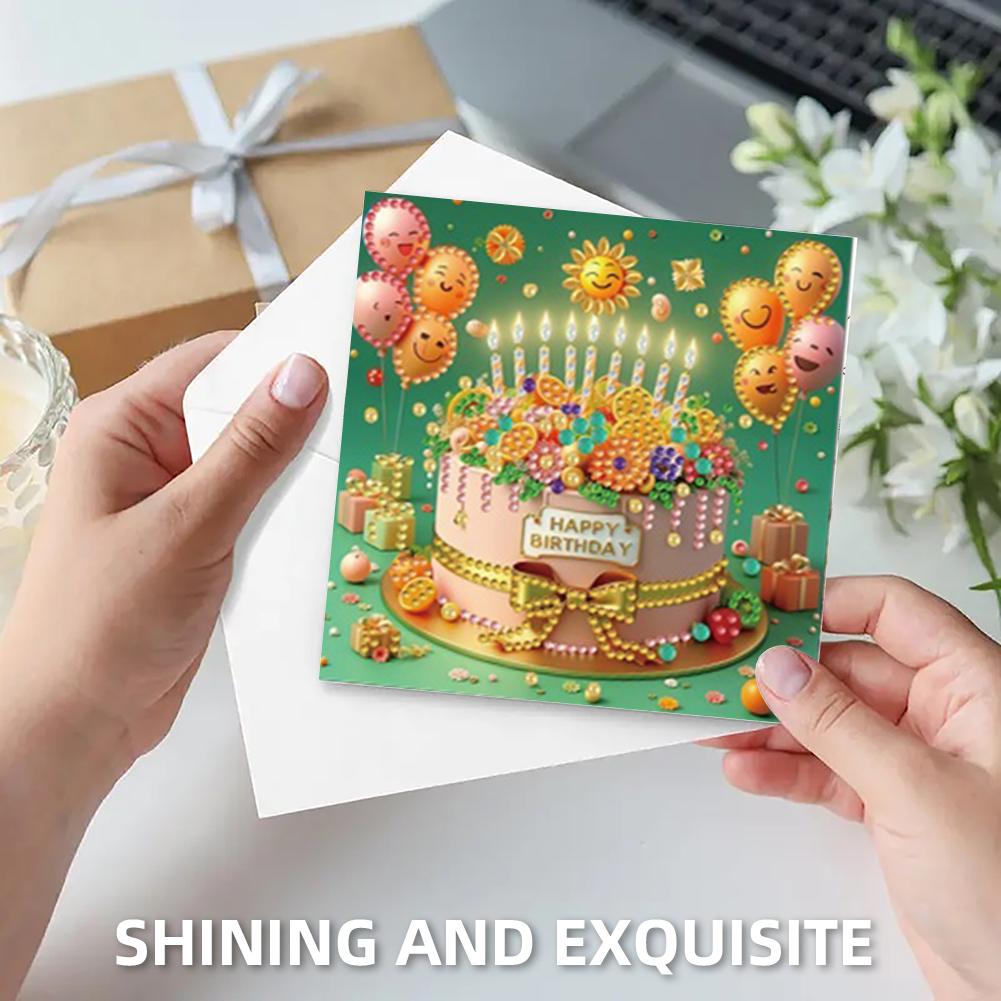 6PCS DIY Diamond Art Greeting Cards Birthday Theme Congratulations Cards & Gifts
