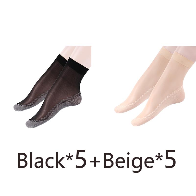 1/5/10 Pairs Women's Ultra-thin Cotton Silk Short Socks Seamless Breathable Socks