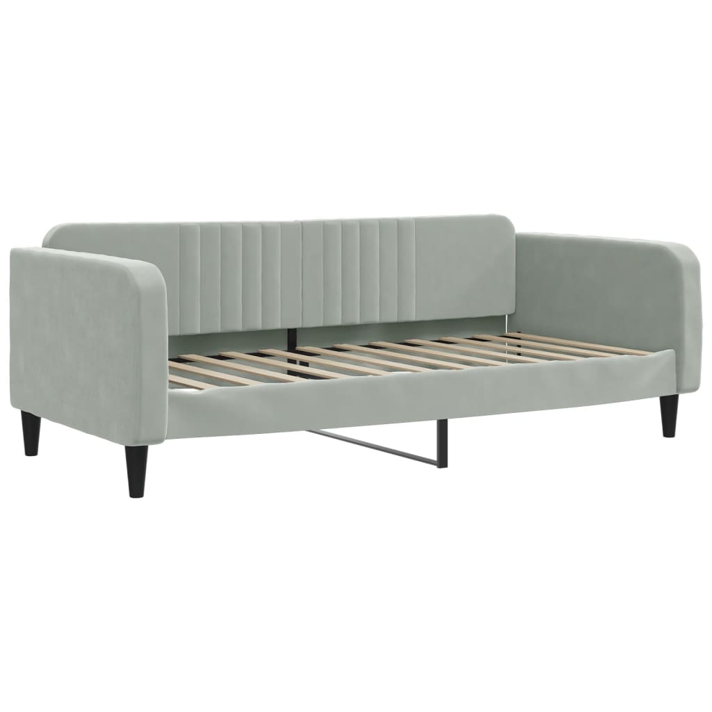 Extendable Daybed with Drawers Light Grey 90x200 Cm Velvet