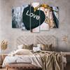 Five Piece Picture Canvas Print Heart Wood Love Shabby