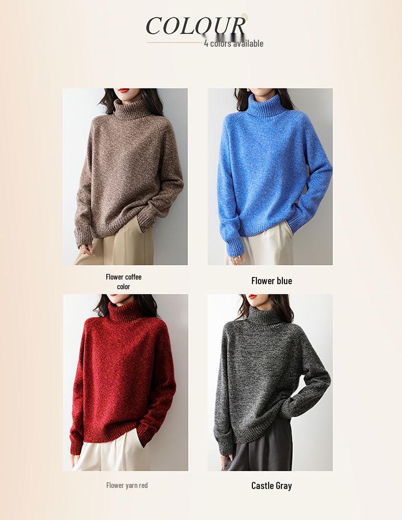 Women's 100% Pure Wool High Collar Raglan Sweater