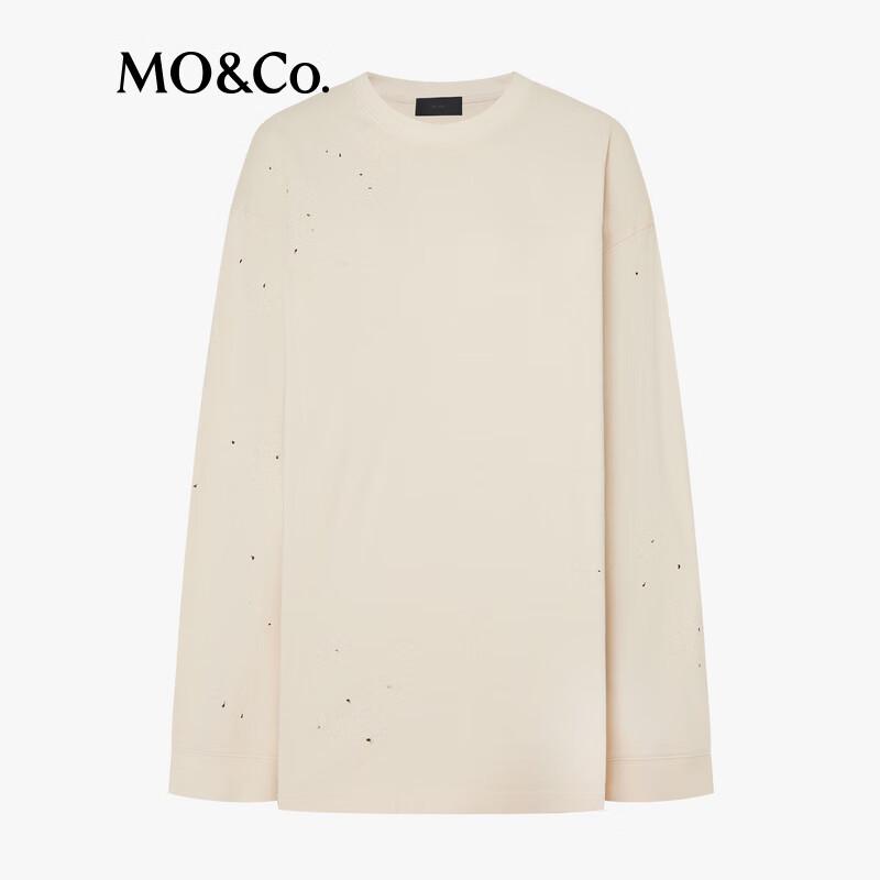 MO&Co. NOIR 2025 Fall Ripped Cotton T-Shirt