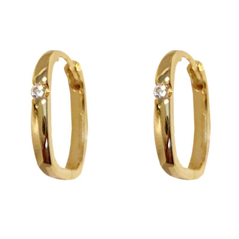 Light Luxury Square Zircon Geometric Ear Cuffs Simple Metal Circle Earrings Minimalist Summer Jewelry