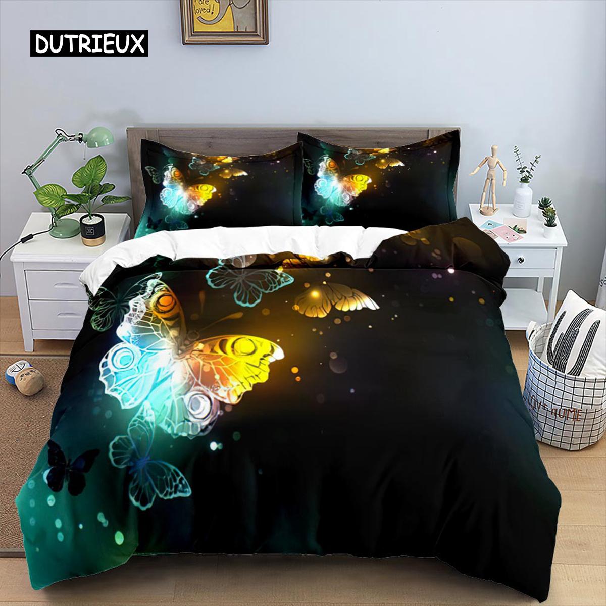 

Комплект постельного белья с бабочками, пододеяльник с 3D-цветком, пододеяльник с застежкой-молнией, двуспальный комплект одеяла для ребенка и девочки, рождественский подарок US Queen(228x228cm)