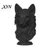 Realistische Wolfskopf-Dekoration 3D-gedruckte Figur, Statue mit rundem Ornament-Sockel, Wildtier-Skulptur für Zuhause Büro Bücherregal Schreibtisch