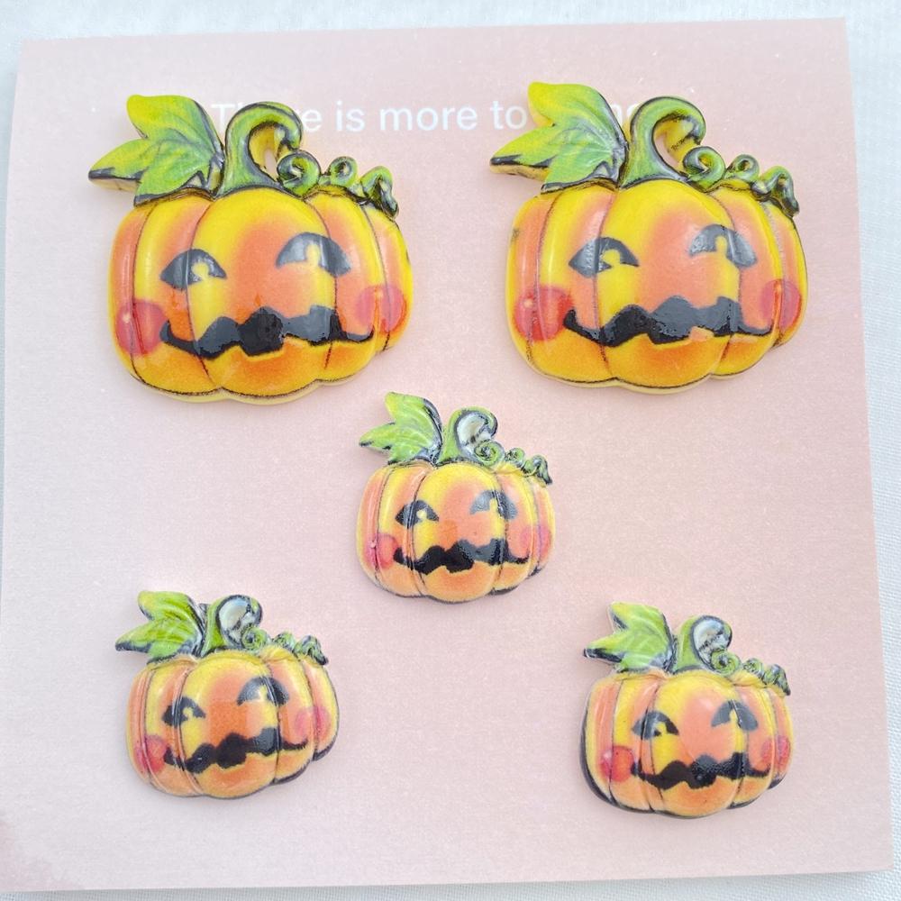 10PCS New Models Colorful Cartoon Halloween Pumpkin Series Resin Scrapbook DIY Jewelry Hairpin Headrope Decoration Crafts