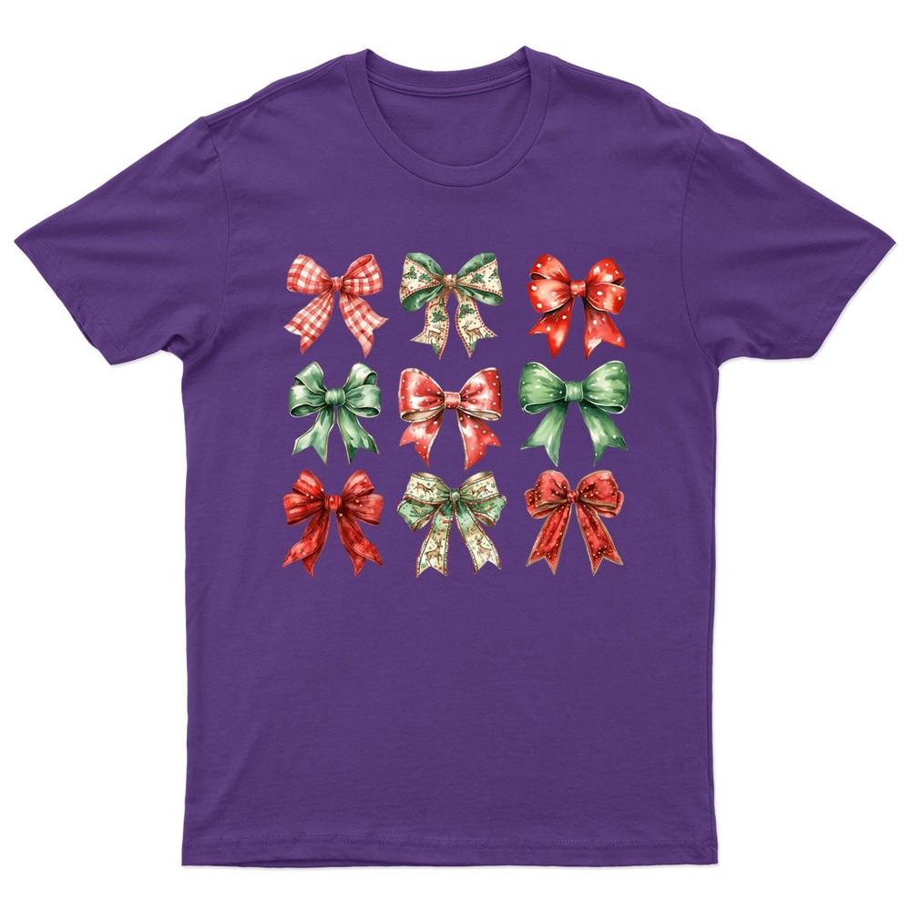 Christmas Bows Festive Holiday TShirt Unisex Gift Retro Seasonal Funny Xmas