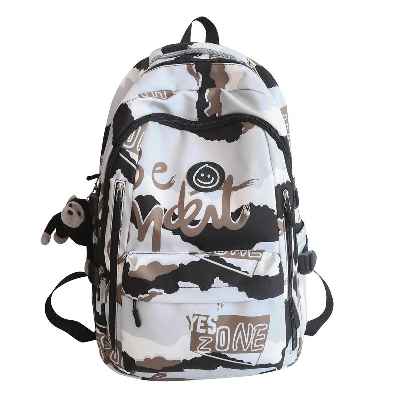 

Камуфляжний рюкзак з графіті Жіночий рюкзак для молодших школярів старших класів середньої школи великої місткості Чоловічий рюкзак для подорожей з комп’ютером коричневий
