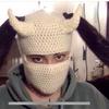Y2K Style Crochet Halloween Party Cow Horn Parent-Child Ski Mask Hat