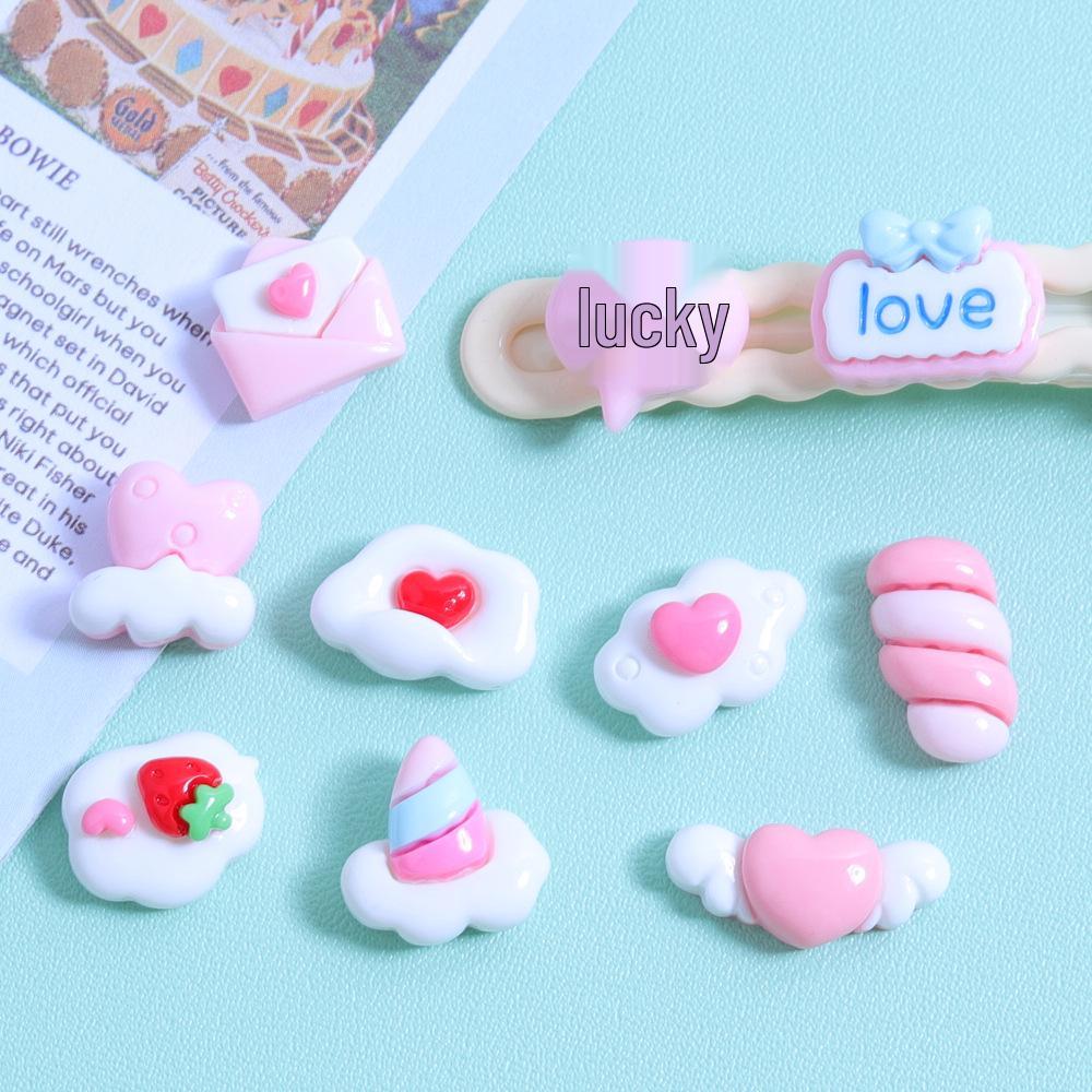 Pink Mini Clouds Glossy Resin Accessories - DIY Cream Glue for Phone Cases, Water Cups, Nail Art, and Earrings