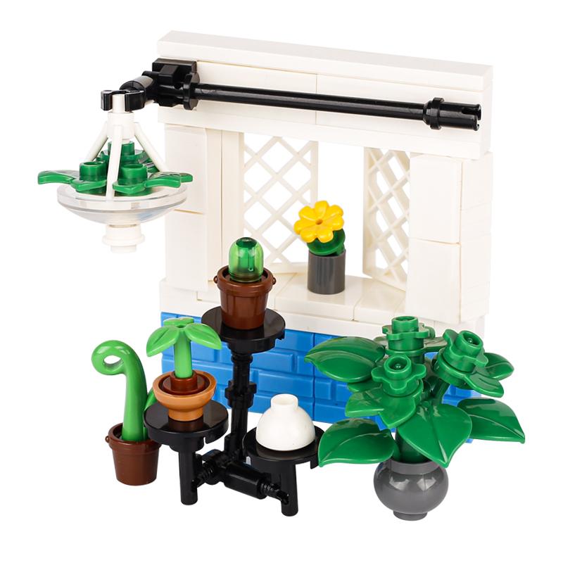 MOC Essensstand Bausteine Telefonzelle Toilette Stadt Straßenszene Pizza Hot Dog Eiswagen DIY Blumenbeet Kirche Steine Spielzeug