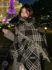Retro Fashion Winter Women Knitted Scarf Headscarf Casual Preppy Brown Black Plaid Scarve Lady Mujer Thick Wrap Shawl Korean New