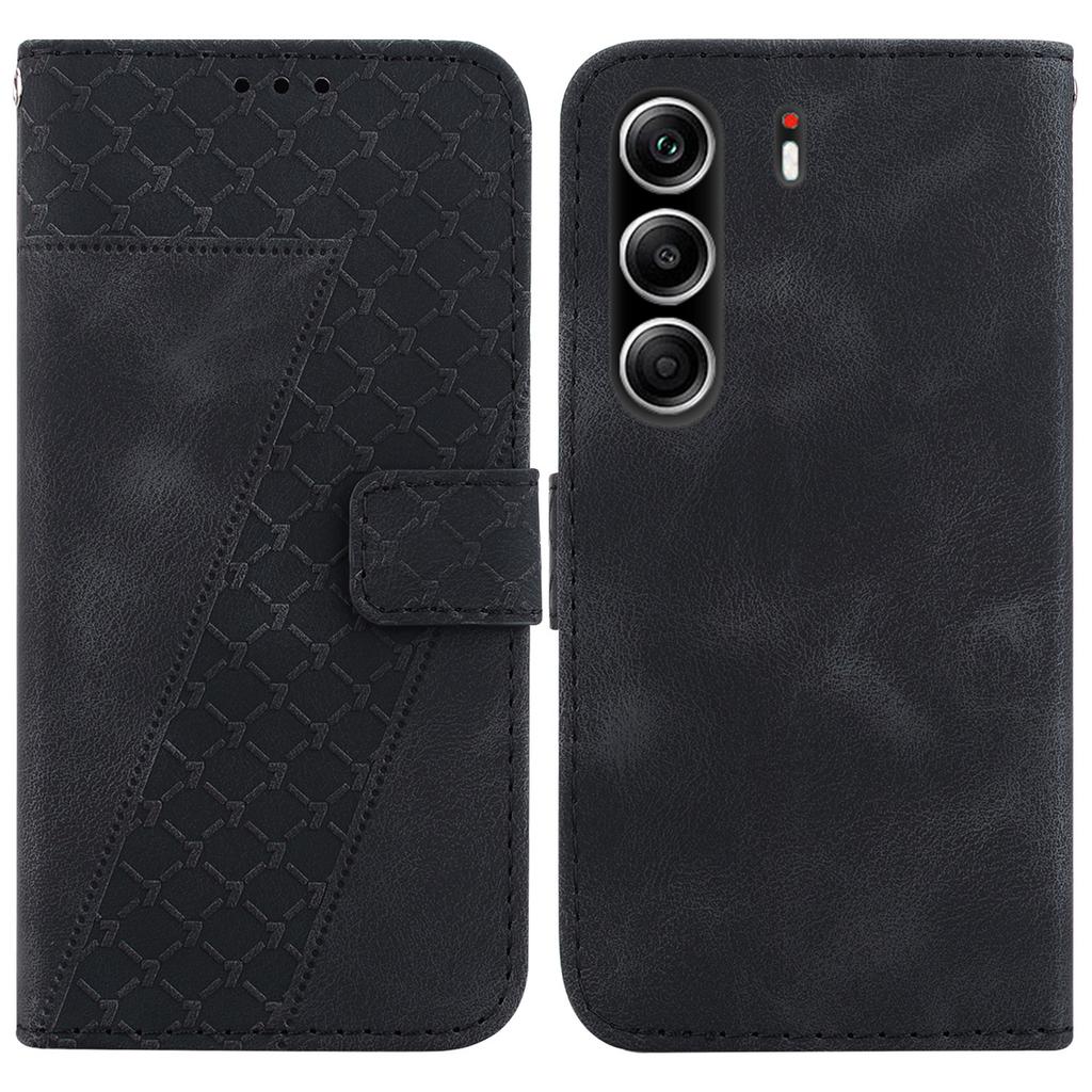 For TECNO Camon 40 Pro 5G/4G Stand Case 7-Shaped Pattern Imprint Leather Phone Cover with Strap