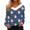 Women's Fashion Long Sleeve Christmas V-Neck Printed Party Furry Top