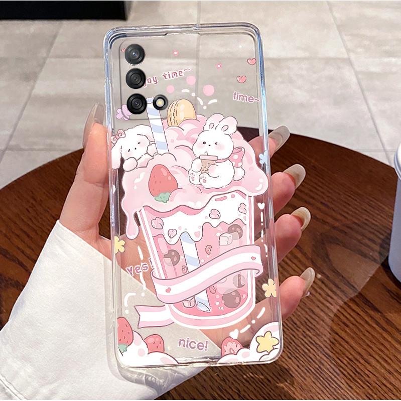Case For Oppo A74 CPH2219 A95 CPH2365 A74 5G CPH2197 Back Cover Clear Luxury Cute Love Rabbit Funny Soft TPU Silicone Phone Case