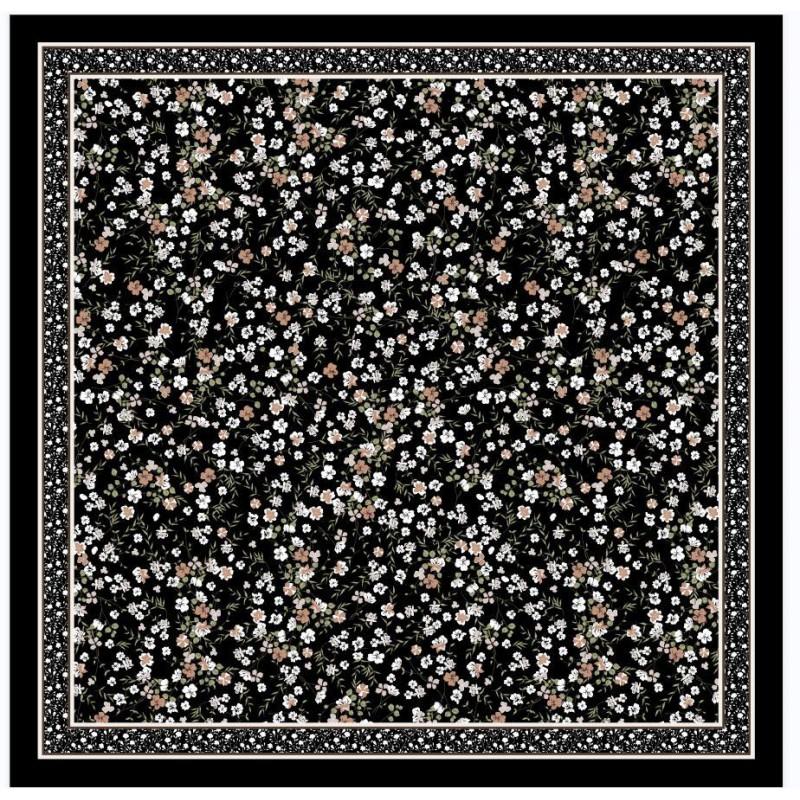 Lightweight Cotton Voile Square Scarf Women Floral Print Wrap Shawl 110x110cm All-Season Boho Chic Accessory