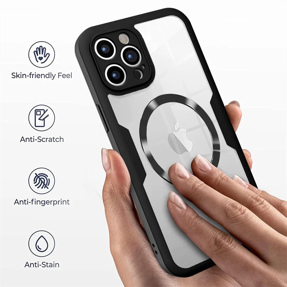 For IPhone 16 15 14 11 12 13 Pro Max 360° Fully Protected Double-sided Magnetic Cases For Magsafe Wireless Charge Protect  Cover