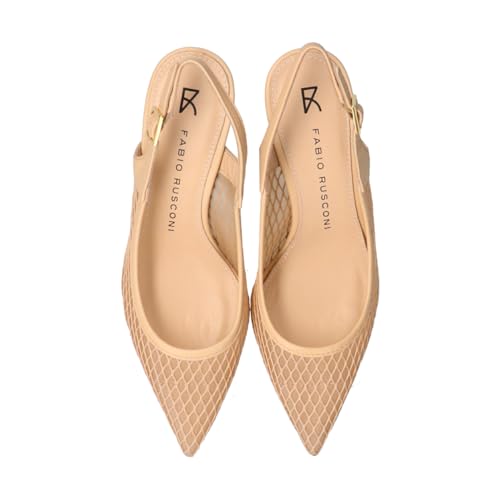 Fabio Rusconi Damen Beige Tüll Netz Überlappende Riemchen Pumps, Größe 23.5cm