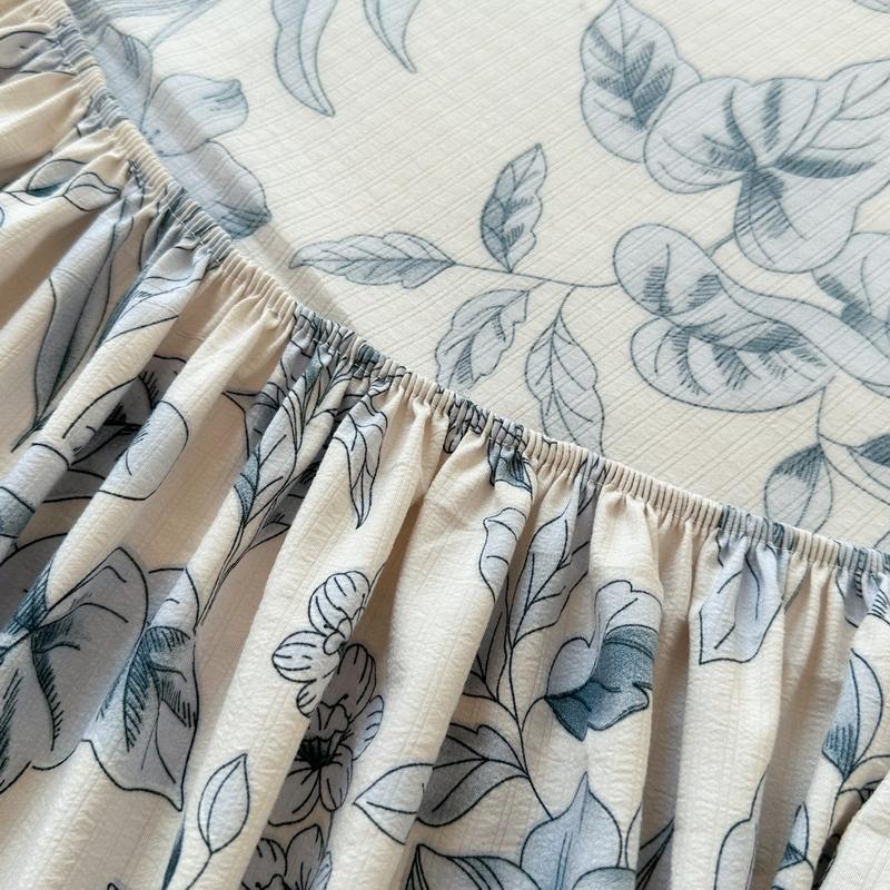 1 Stück Spannbettlaken Bedruckter Bettbezug Elastische Bettlaken für Zuhause Matratzenschoner Floraler Stil Bettwäsche (Kein Kissenbezug)