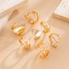 Niche Metallic Photosensitive Surface Ring Set Exaggerated Irregular Geometric Open Ring