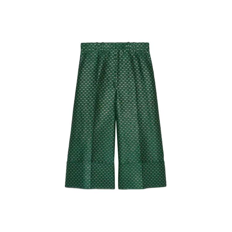 GUCCI Knitted Sweatpants Women's Green Moderate Straight Fit Pants 652118-ZAGLX-3091
