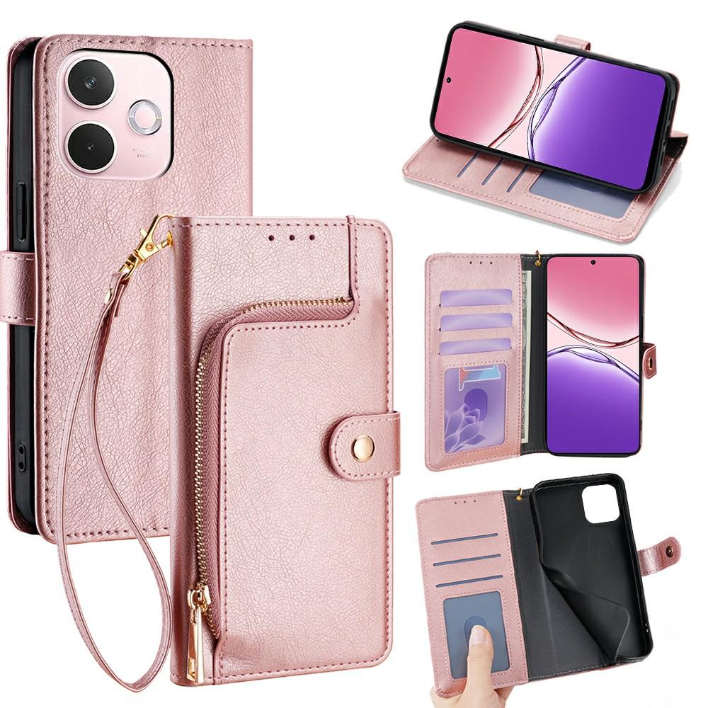 

Для Oppo A5 Pro 4G (Глобальний)/5G (Глобальний)/A5 Energy 5G (Китай) Чохол Кишеня на блискавці Гаманець зі штучної шкіри Чохол-книжка для телефону Rose Gold