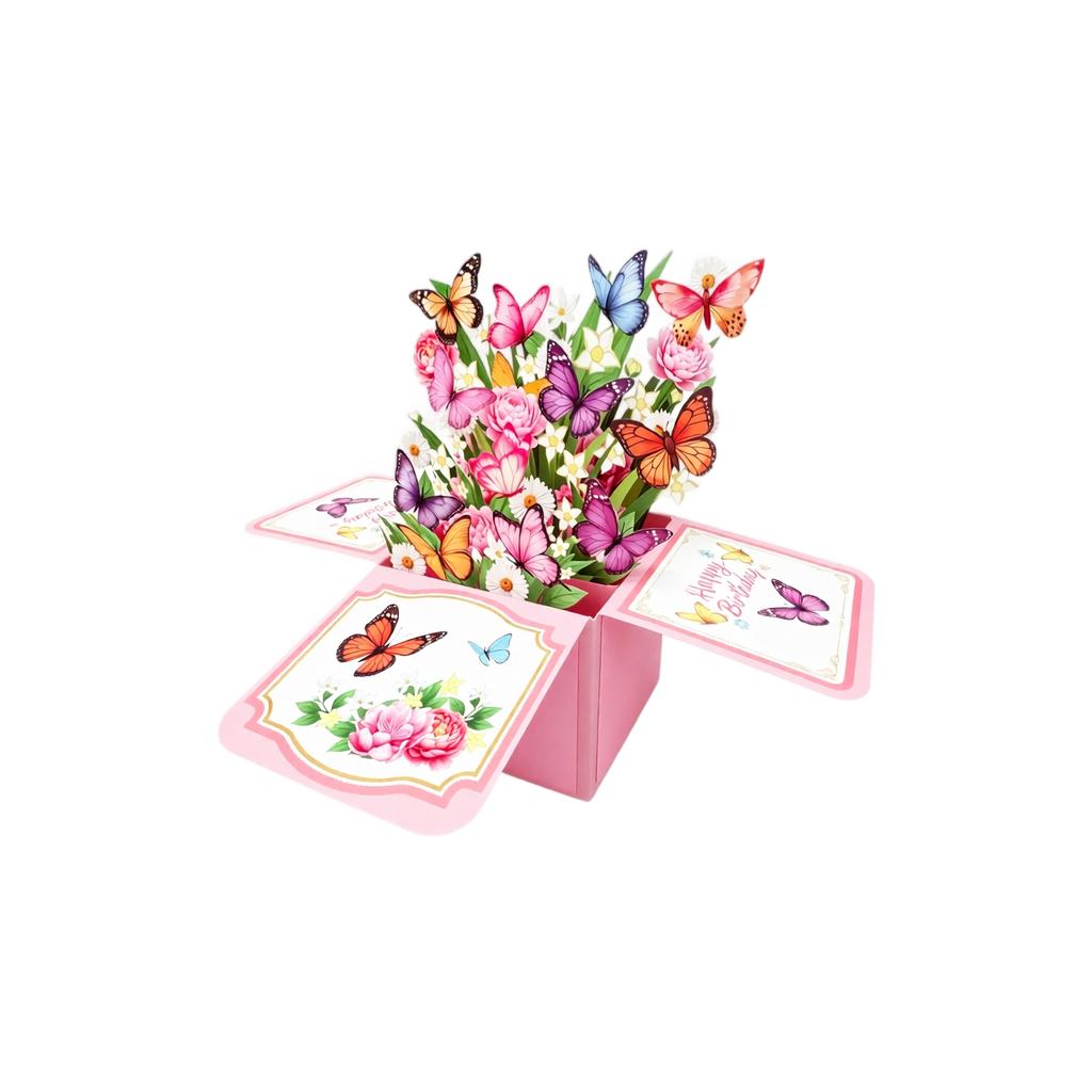 3D -Up Box Birthday Greeting Card with Colorful Design
