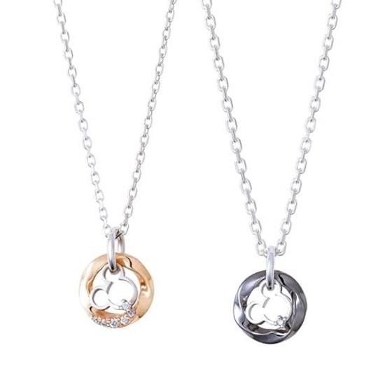 Kiss DI-SN728CZ-729CZ Disney Collection Mickey Silver Pair Necklace 40cm 50cm