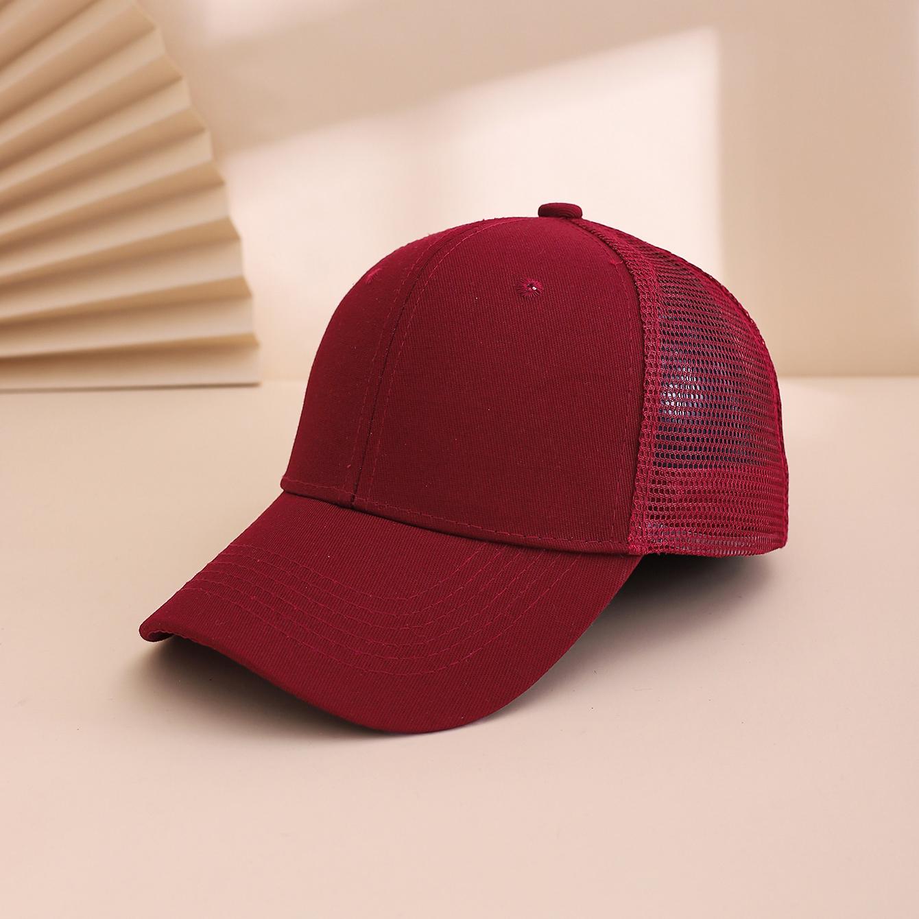 

Solid-Color Glossy Mesh Breathable Truck Cap, Adjustable Sunshade,Simple And Versatile Baseball Cap, Daily Casual,Outdoor Sports One Size