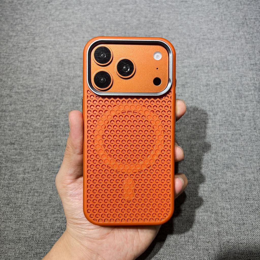 Apple 17 Heat Dissipation Magnetic Case for iPhone Pro Max: Ultra-thin, Honeycomb Design, Large Hole, Hard Shell for iPhone 13/14/15/16 Pro.