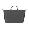 Longchamp Le Pliage Green 45 Fashion Solid Color Snap Zipper Closure No Shoulder Strap Canvas And Leather Trim Travel Tote Bag Large 1624919P66