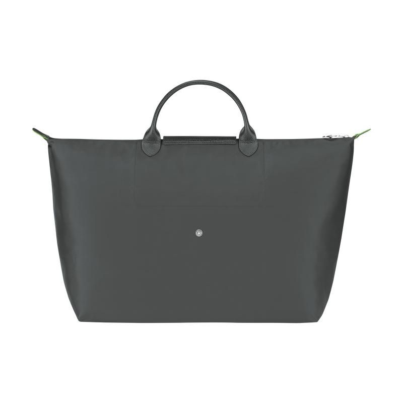 Longchamp Le Pliage Green 45 Fashion Solid Color Snap Zipper Closure No Shoulder Strap Canvas And Leather Trim Travel Tote Bag Large 1624919P66