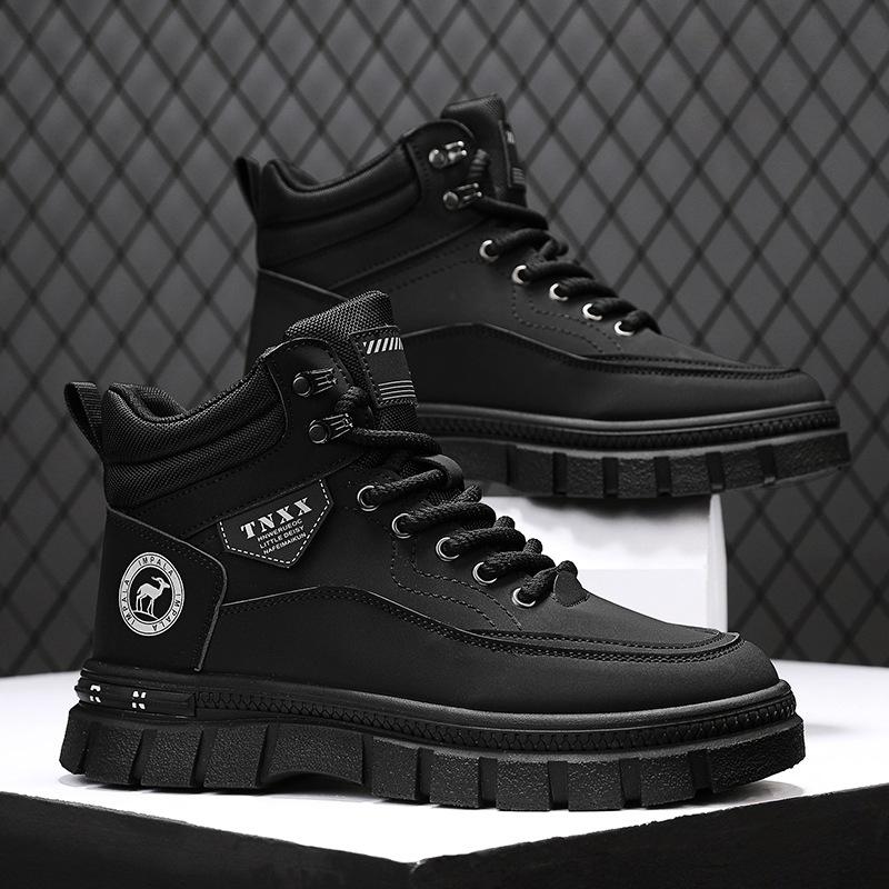 

Leather Martin Boots Men s High Top Rhubarb Boots 2024 Autumn and Winter Desert Tooling Locomotive Short Boots Men s Outdoor 39