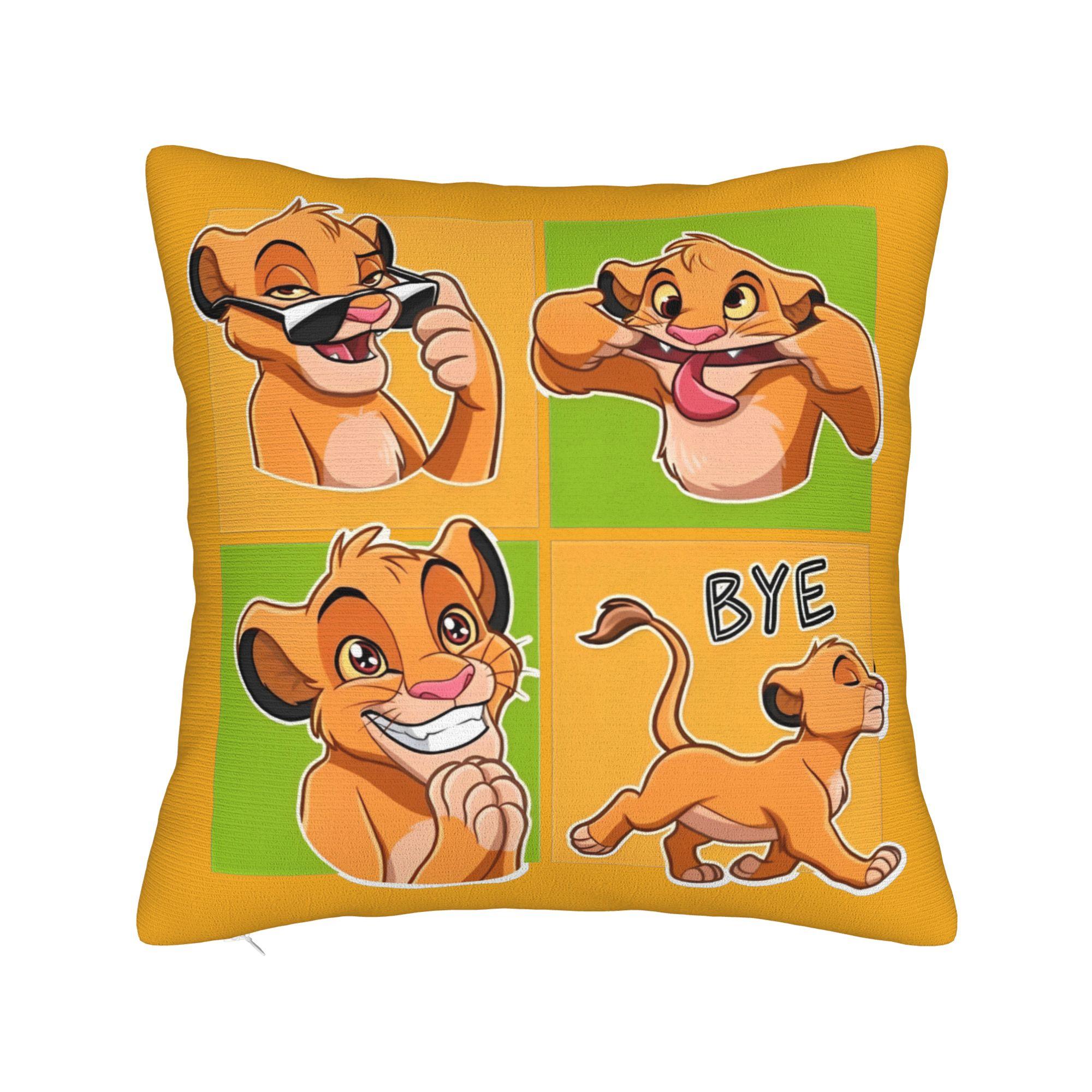 Lion Wars Lion King  Throw Pillow Cover Polyester Cushions for Sofa Animal Cartoon  , 45*45cm Cushion Covers 30cmx30cm