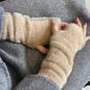 1 Pair Fall Winter Gloves Half Fingers Knitted Faux Fur High Elasticity Non-slip Arm Warmers Pure Color Arm Sleeves Keep Warm Windproof Cycling Arm