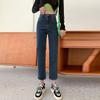 Women's Blue-Gray High-Waist Elastic Slim-Fit Cigarette Pants - Spring/Summer Fashion