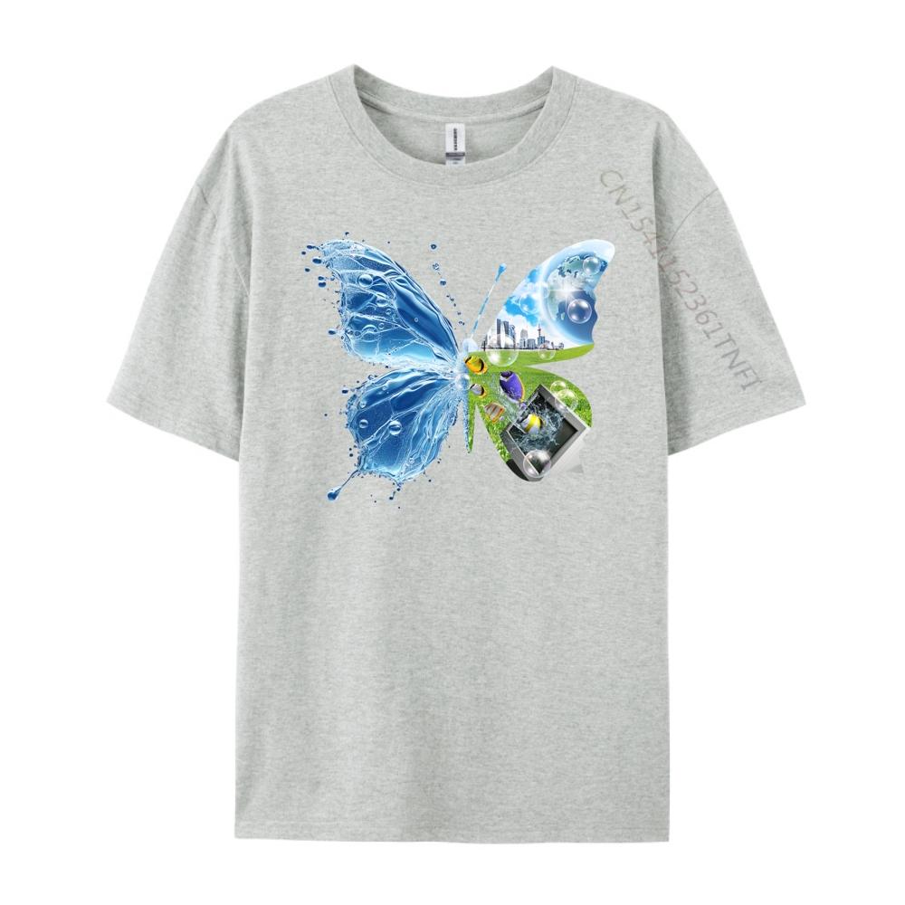 Frutiger Aero Ästhetik Schmetterling Computer Fische Landschaft Niedlich Übergroßes T-Shirt Camisetas Street Wear T-Shirts