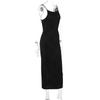 Women'S Long Ruched Dress Sleeveless Slim Monochromatic Party Back Split Clubwear Female Outfits Summer
