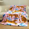 Tiger Pattern Flannel Blanket bedroom Blanket for Livingroom Couch lunch break Soft throw for Friend's festival Gift