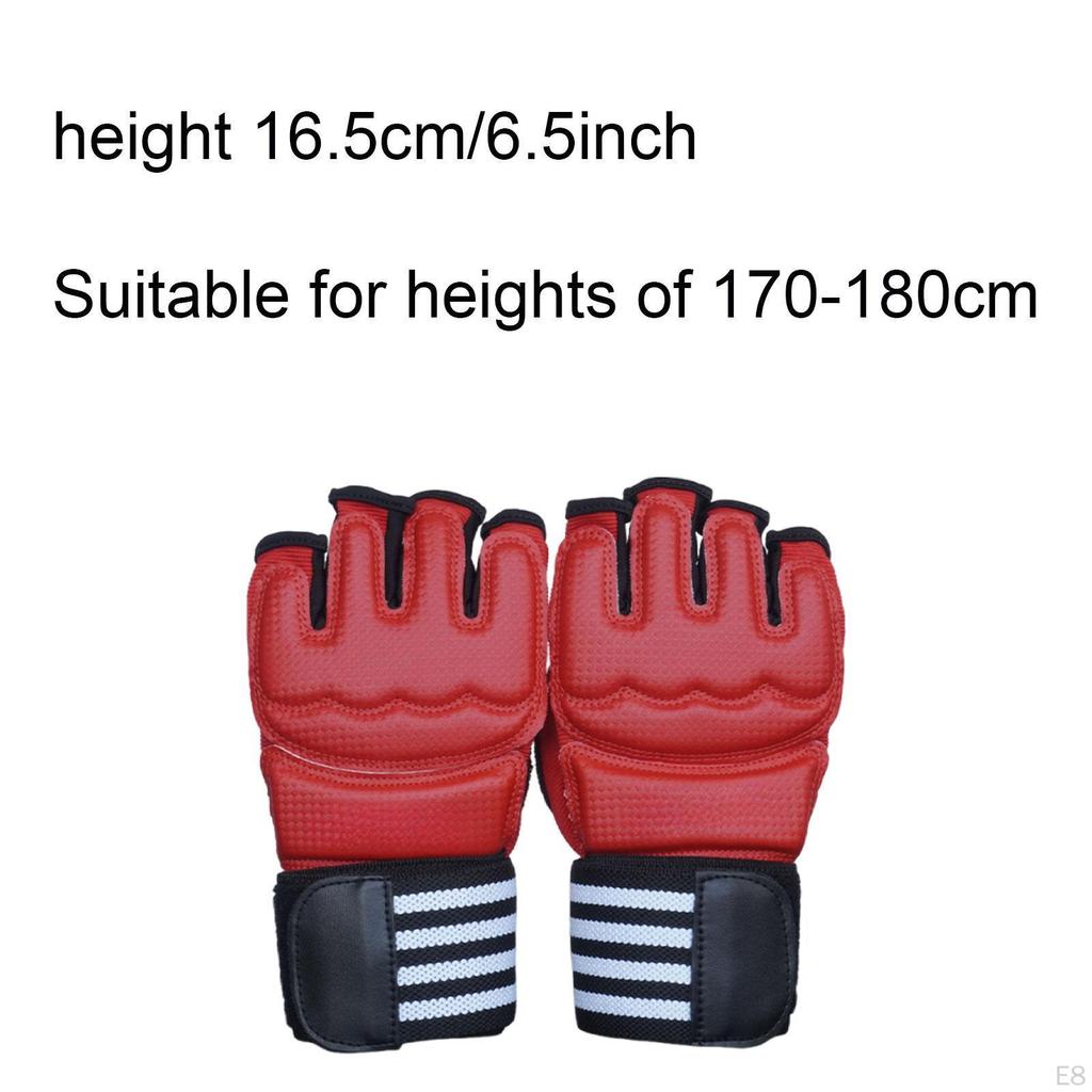 2 Pieces Boxing Gloves Red Half Finger PU Lightweight Sparring Gear Mitts for Unisex Women Men Adult